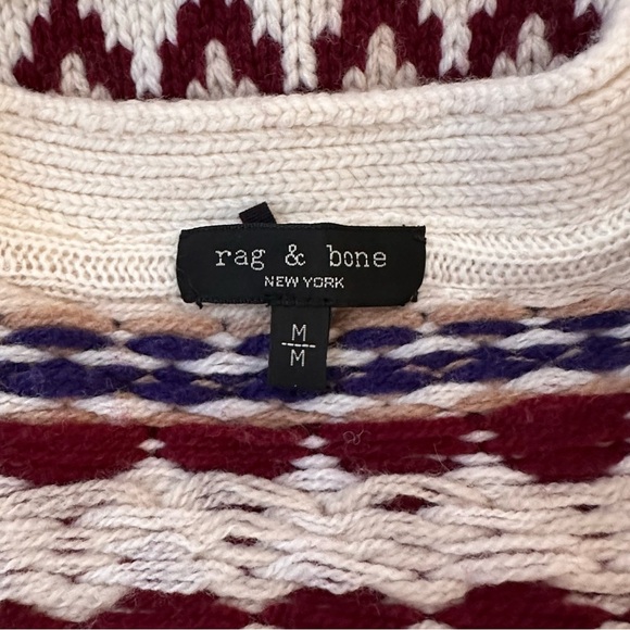 rag & bone Cream and Burgundy Patterned Cardigan - Picture 8 of 8